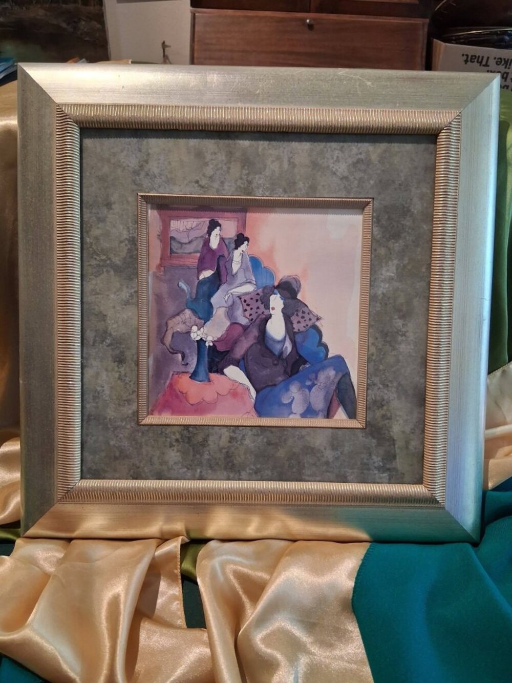 Vintage Itzchak Tarkay Art Print | Framed Figorative Interior Scene